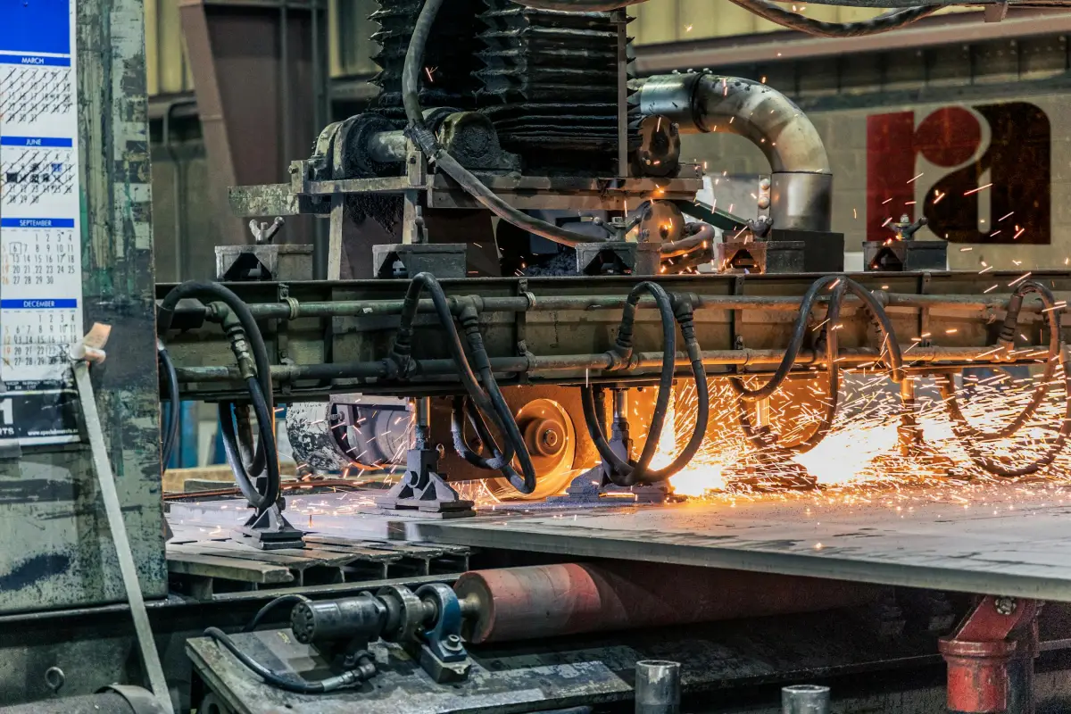 Close-up inspection of CNC machine tool spindle and axis during evaluation